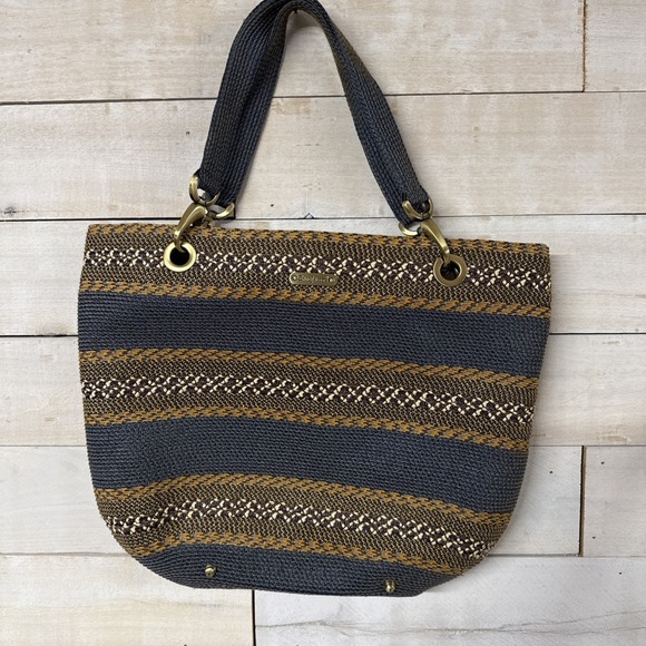 Eric Javits Handbags - Eric Javits Multicolored Striped Woven Squishee Shoulder Bag Tote Purse